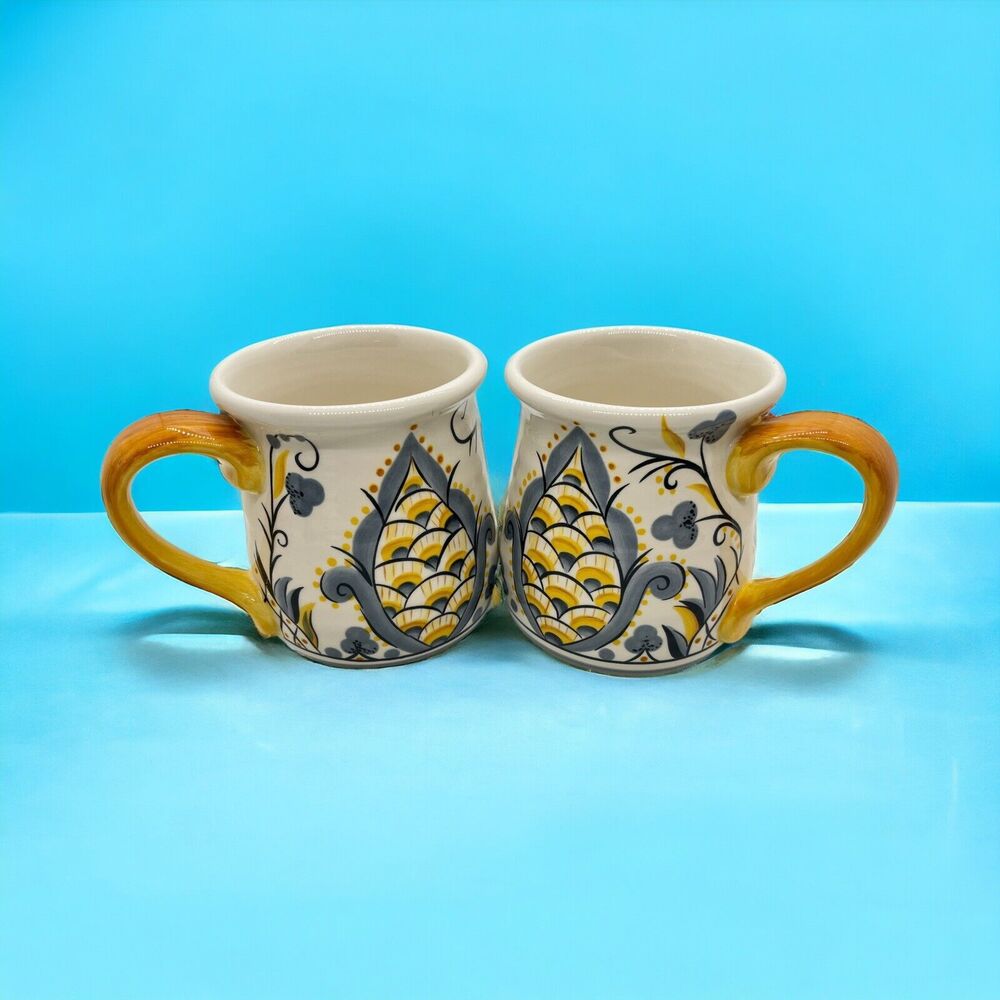 Pier 1 Large Coffee Mug 4 3/4" High - Set Of 2